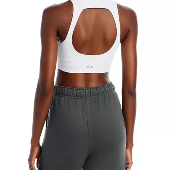 Alo Yoga - Goddess Mock Neck Rib Tank in White - Picture 2 of 3